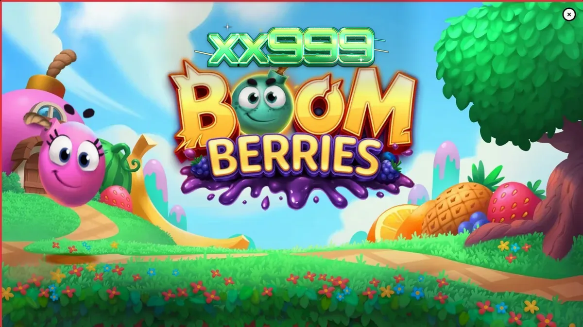 Boomberries slot game interface with fruit symbols
